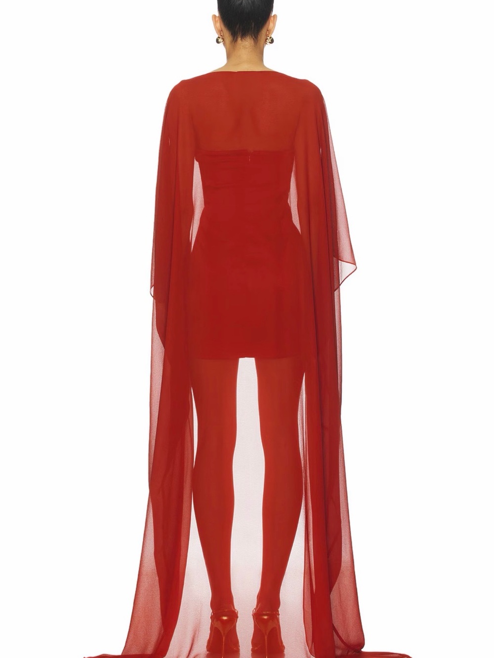 Lovers + Friends Red Sheer Cape Mini Dress - Picture 3 of 4